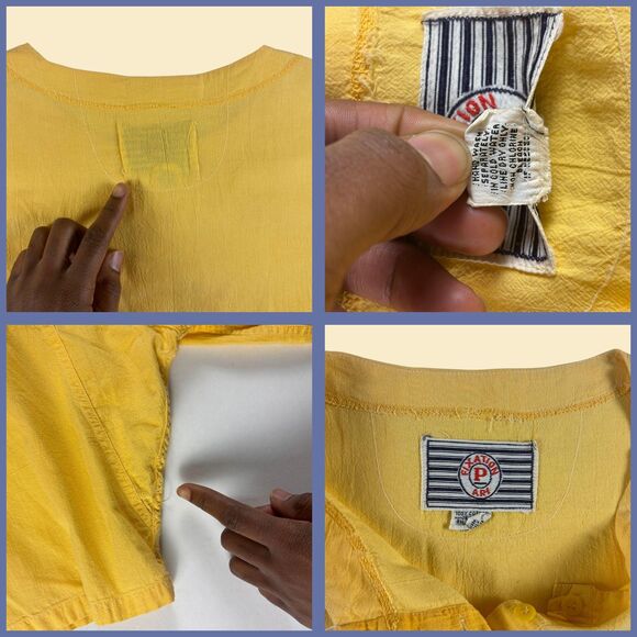 1970s yellow cotton blouse by Fixation Ari, size 24/44 vintage top/shirt - Picture 5 of 8